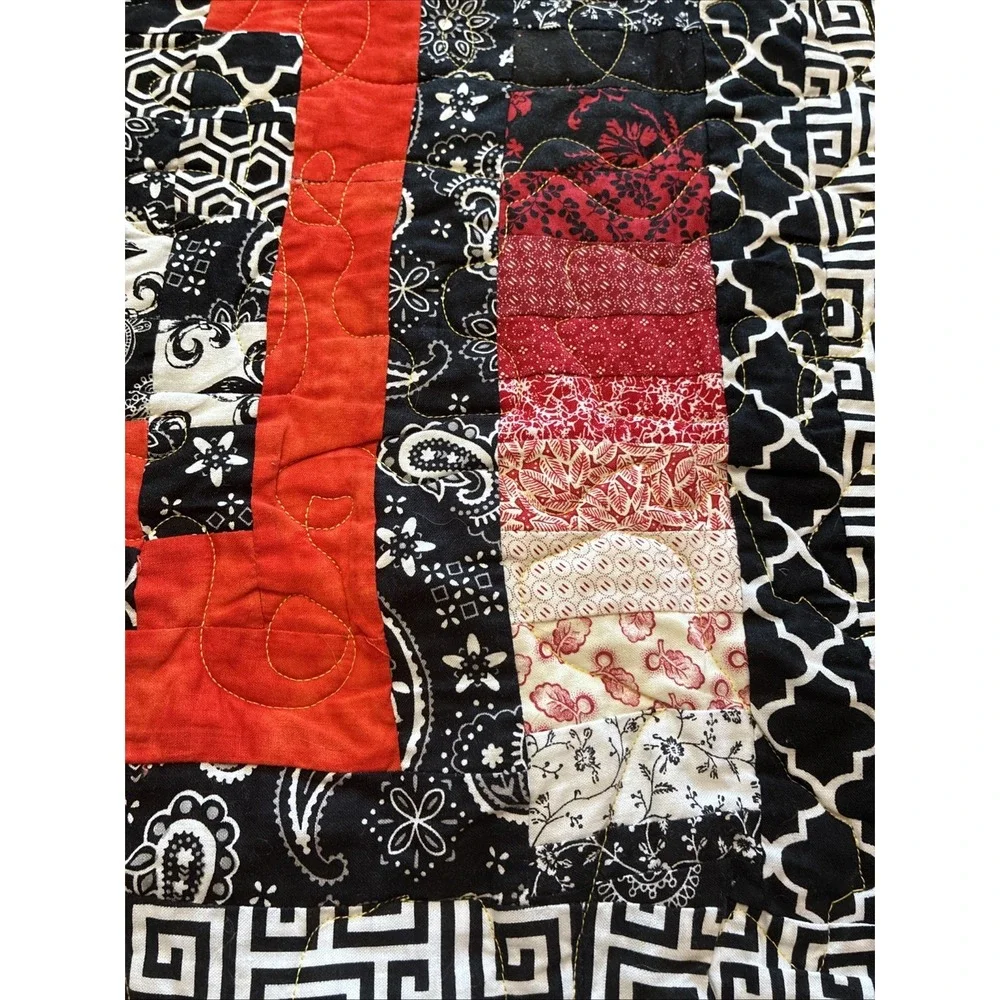 Black & Red Patchwork Quilt Cotton 44